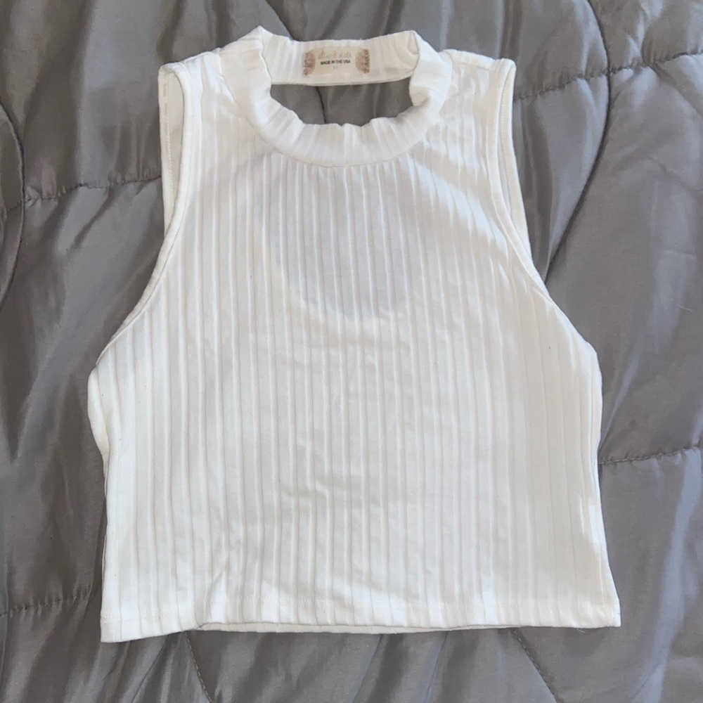 Ribbed High Neck Tank Top